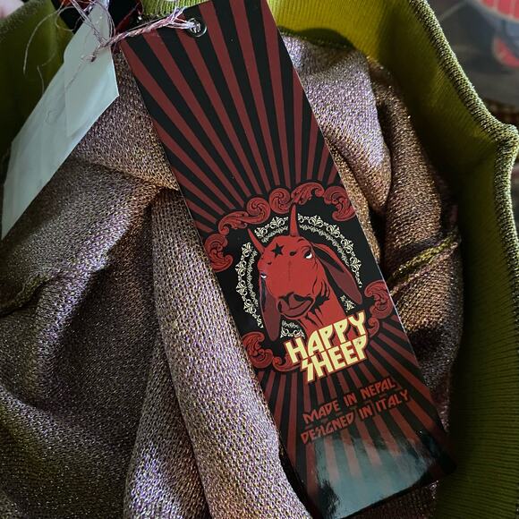 NWT Anthropologie Happy Sheep Skirt Midi Sweater Woven Animal Print Zebra Green - Picture 4 of 7